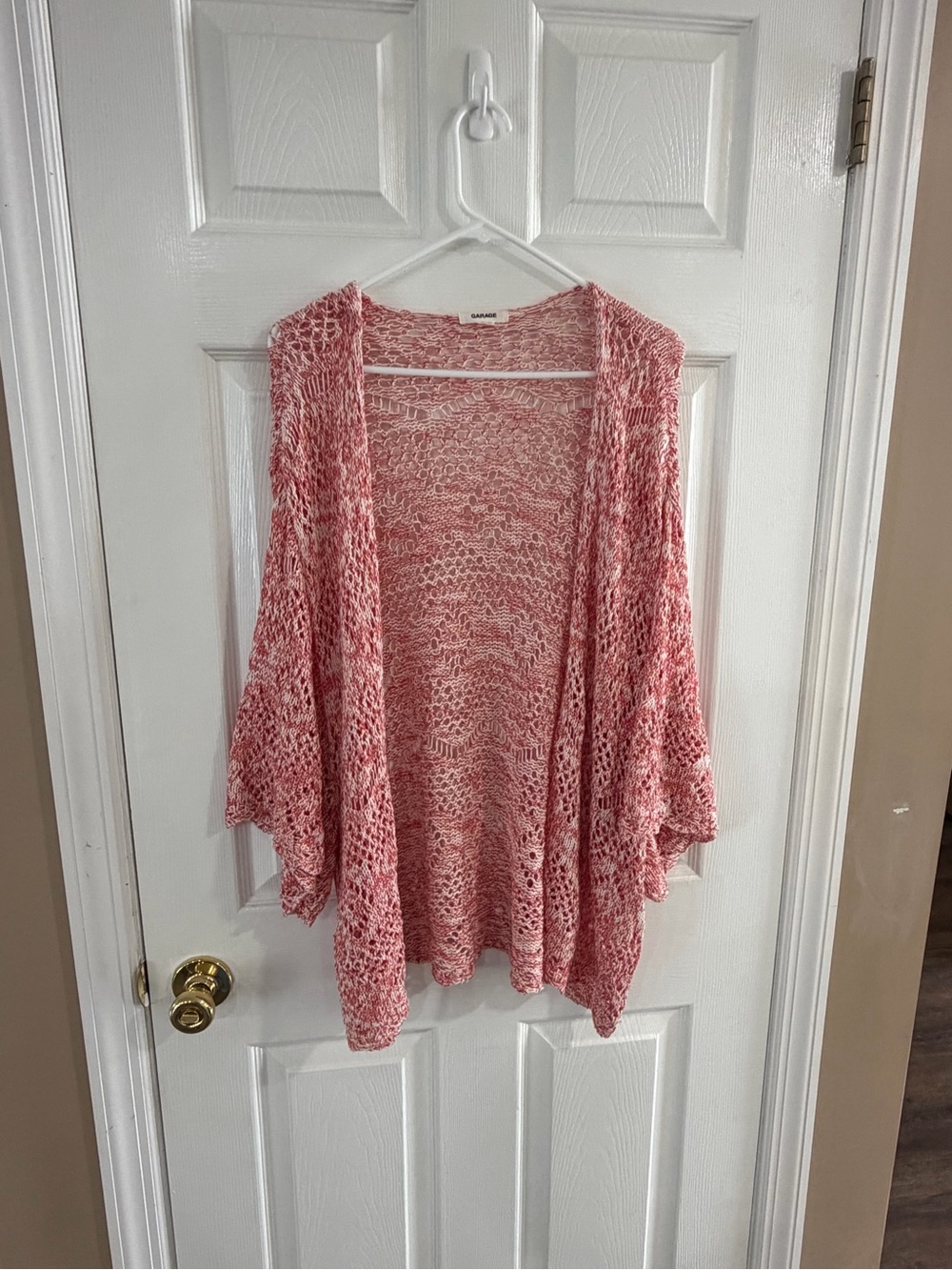Garage Open-Knit Pink Crochet Cardigan Shrug